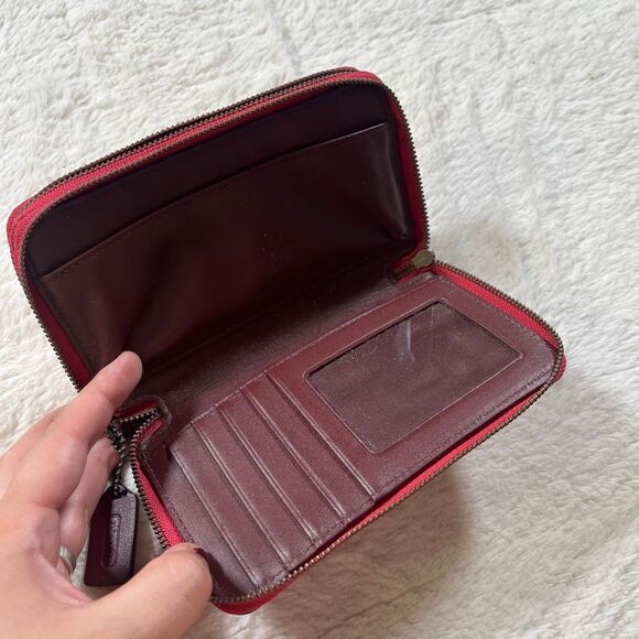 Coach Pink & Maroon Colorblock Double Zipper Clutch Wallet - Picture 9 of 9